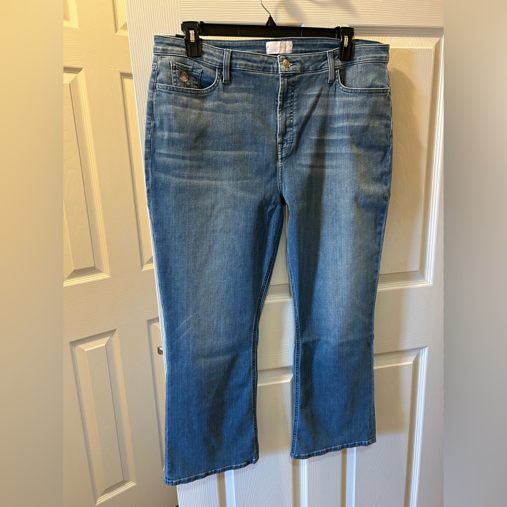 Jen 7 Size 18 Light Blue Ankle Jeans w/Sculpting Panel Cropped Kick Enhance Me